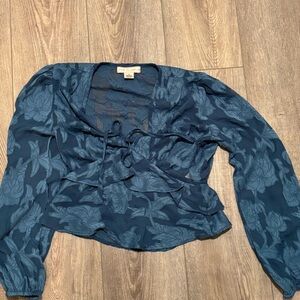 Elegant Blue Floral Blouse